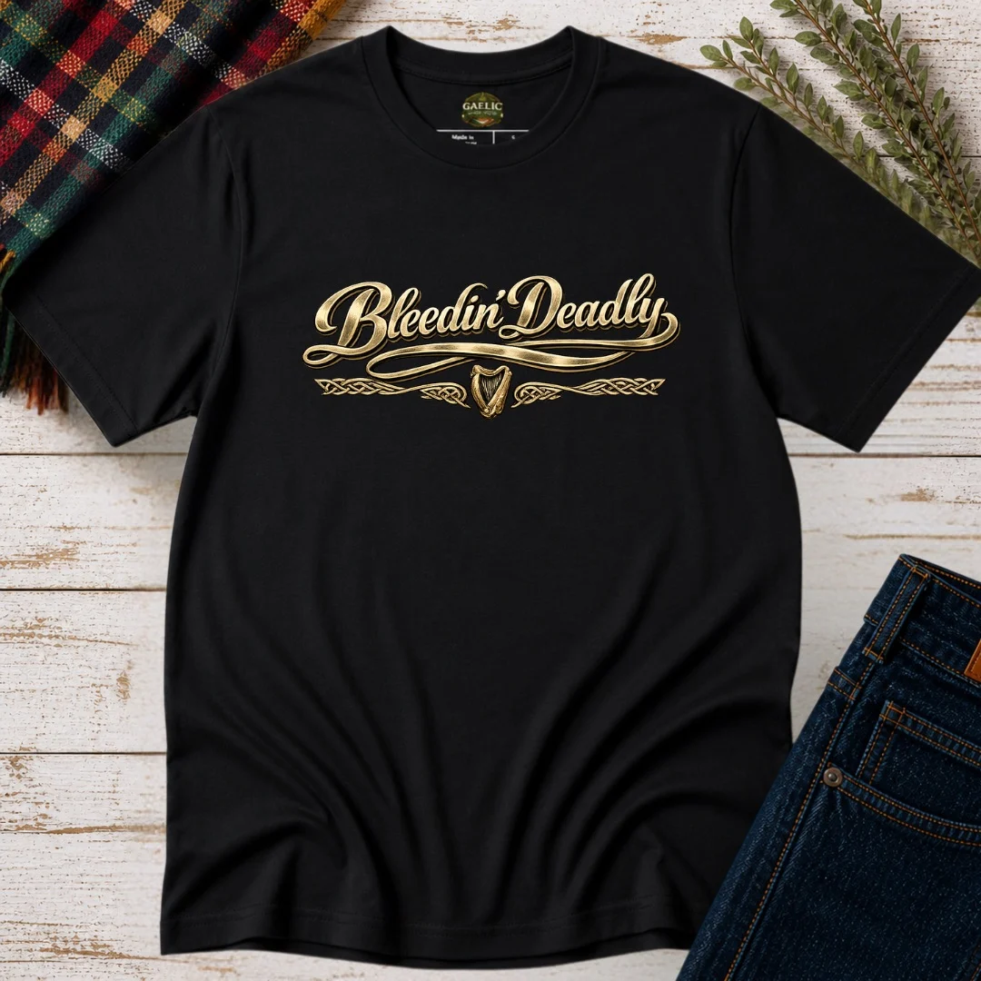 Bleedin’ Deadly T-Shirt in Black, front view.