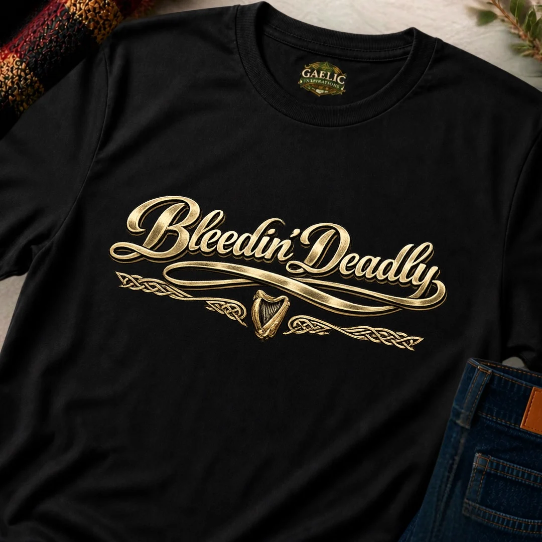 Bleedin’ Deadly T-Shirt in Black, folded/detail view.