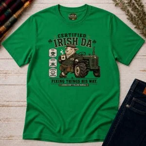 Certified Irish Da T-Shirt | Fixing Things His Way – product view
