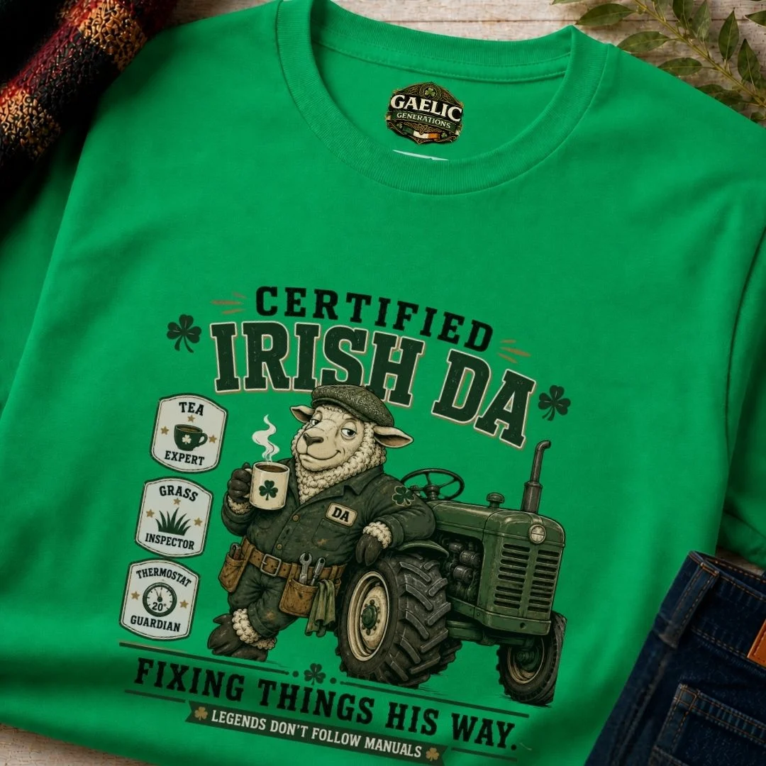 Certified Irish Da T-Shirt | Fixing Things His Way - Image 3
