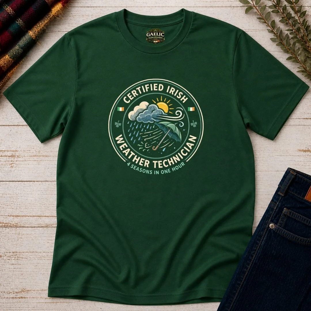 Certified Weather Technician Funny Irish T-Shirt - Image 4