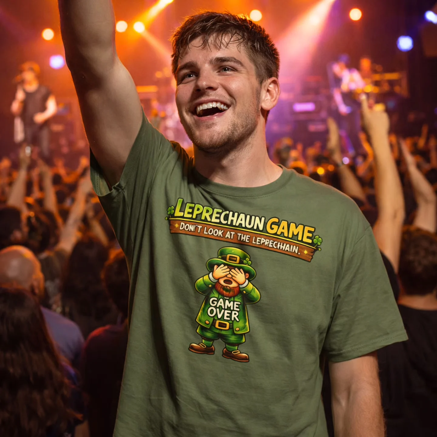 Leprechaun Game Fun Graphic T-Shirt - Image 4