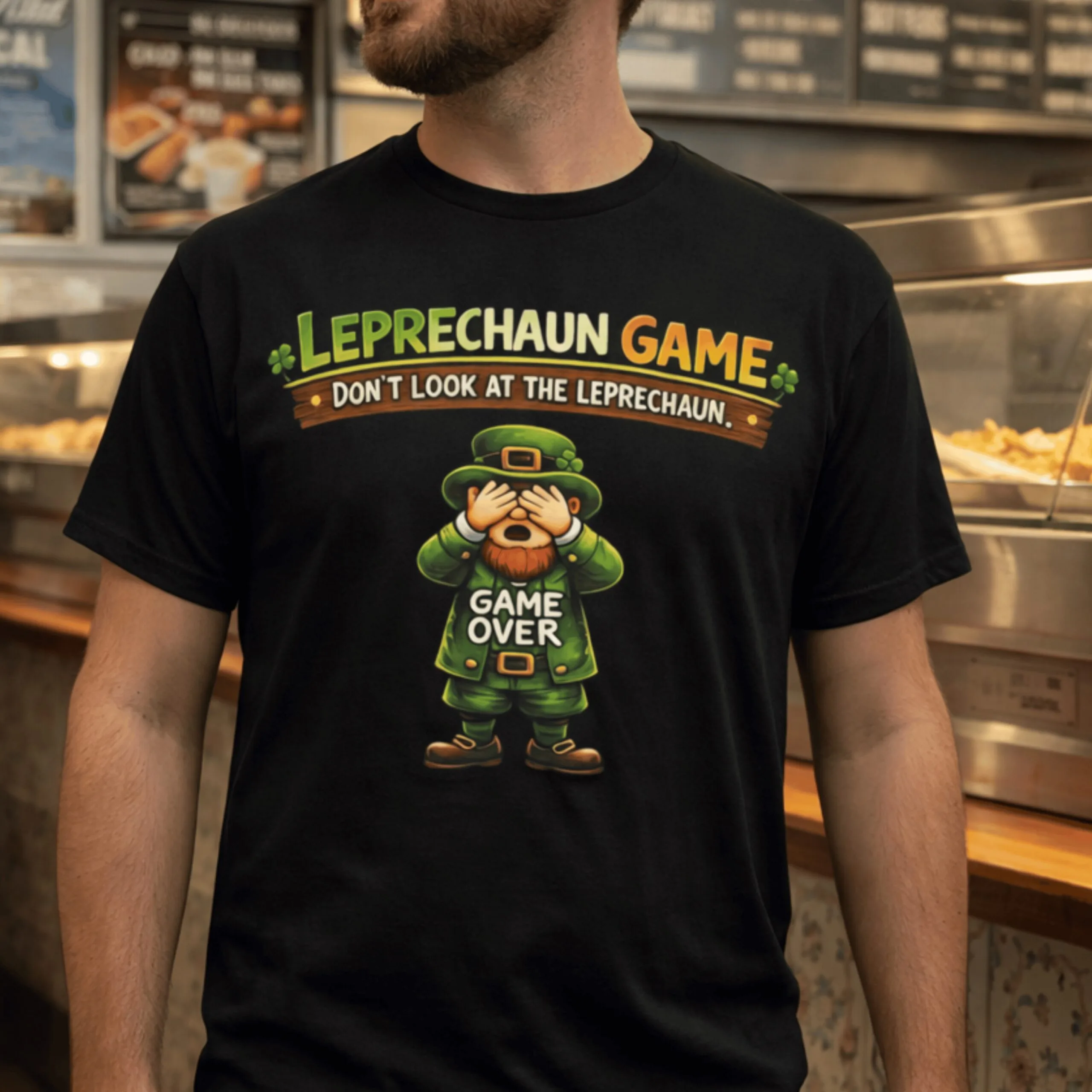 Leprechaun Game Fun Graphic T-Shirt - Image 7
