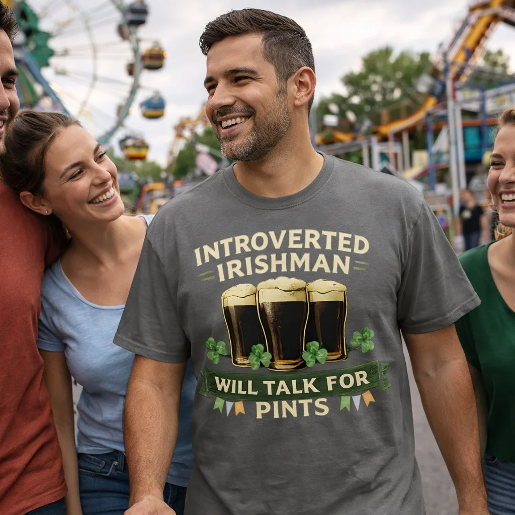 Introverted Irishman T-Shirt | Will Talk for Pints - Image 3