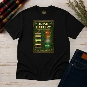 Irish Battery Meter Irish Pub T-Shirt – Funny Irish Unisex Tee – product view