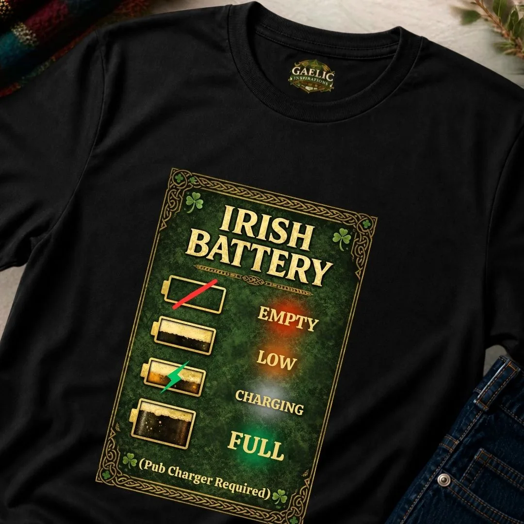 Irish Battery Meter Irish Pub T-Shirt – Funny Irish Unisex Tee – product view