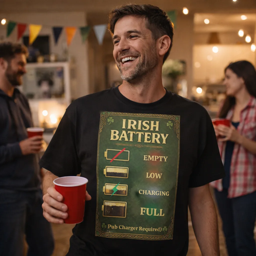 Irish Battery Meter Irish Pub T-Shirt – Funny Irish Unisex Tee - Image 4