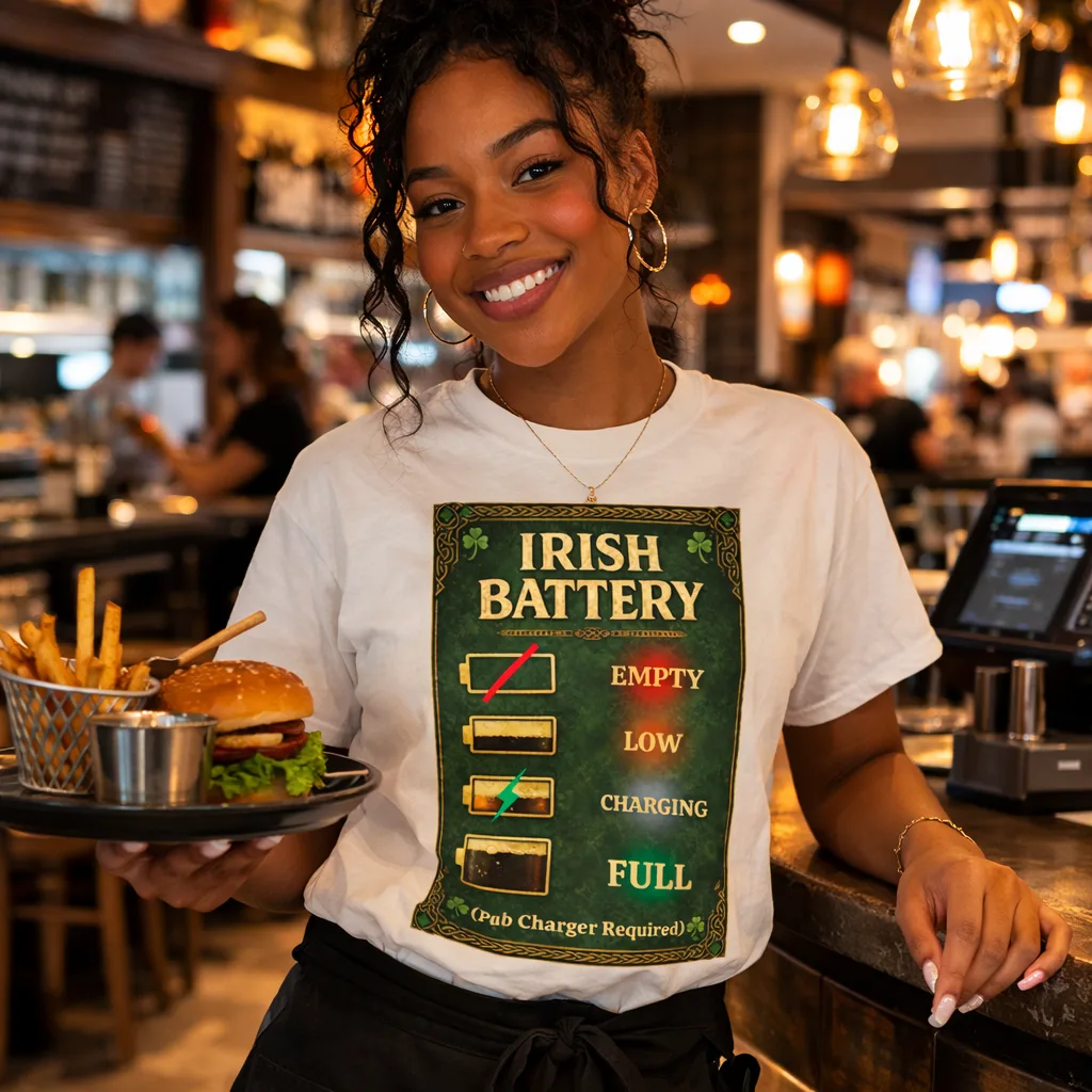 Irish Battery Meter Irish Pub T-Shirt – Funny Irish Unisex Tee - Image 7