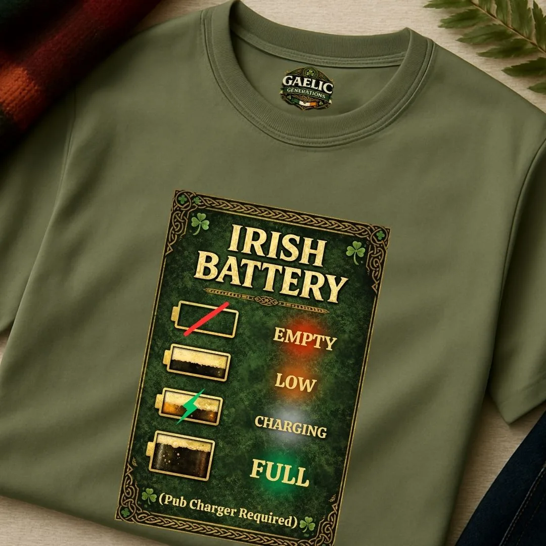 Irish Battery Meter Irish Pub T-Shirt – Funny Irish Unisex Tee - Image 9
