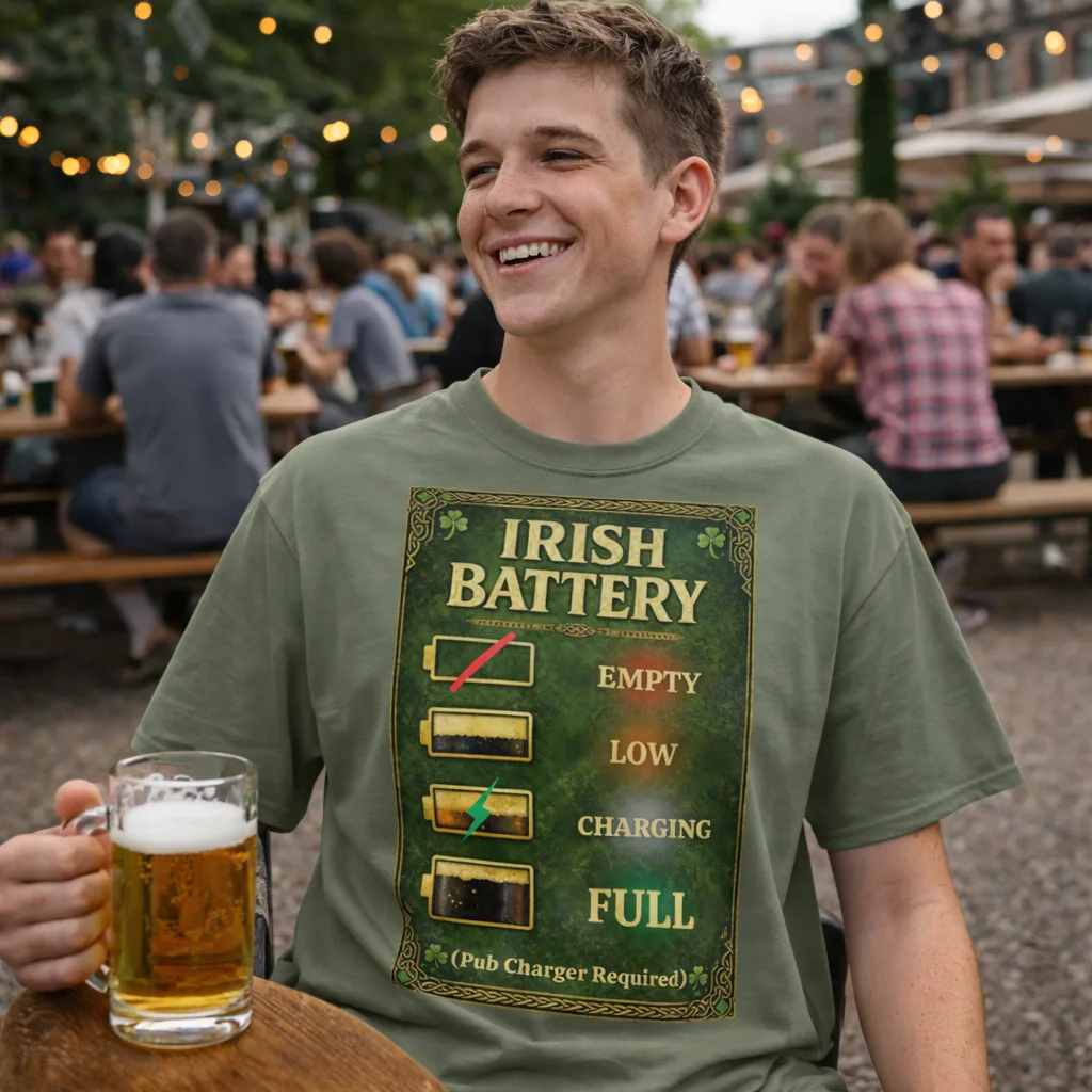 Irish Battery Meter Irish Pub T-Shirt – Funny Irish Unisex Tee - Image 10