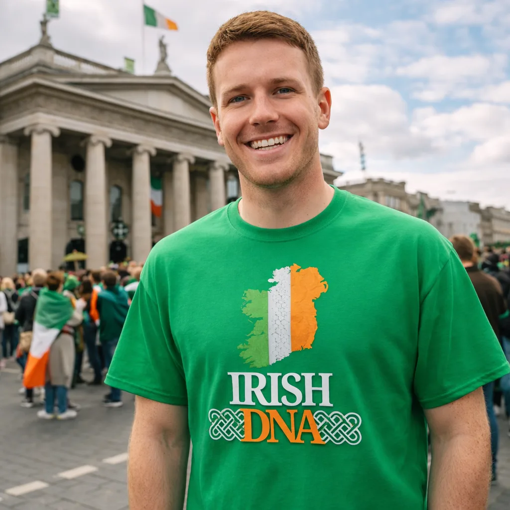 Irish DNA Unisex T-Shirt — Ireland Map Tricolour - Image 12