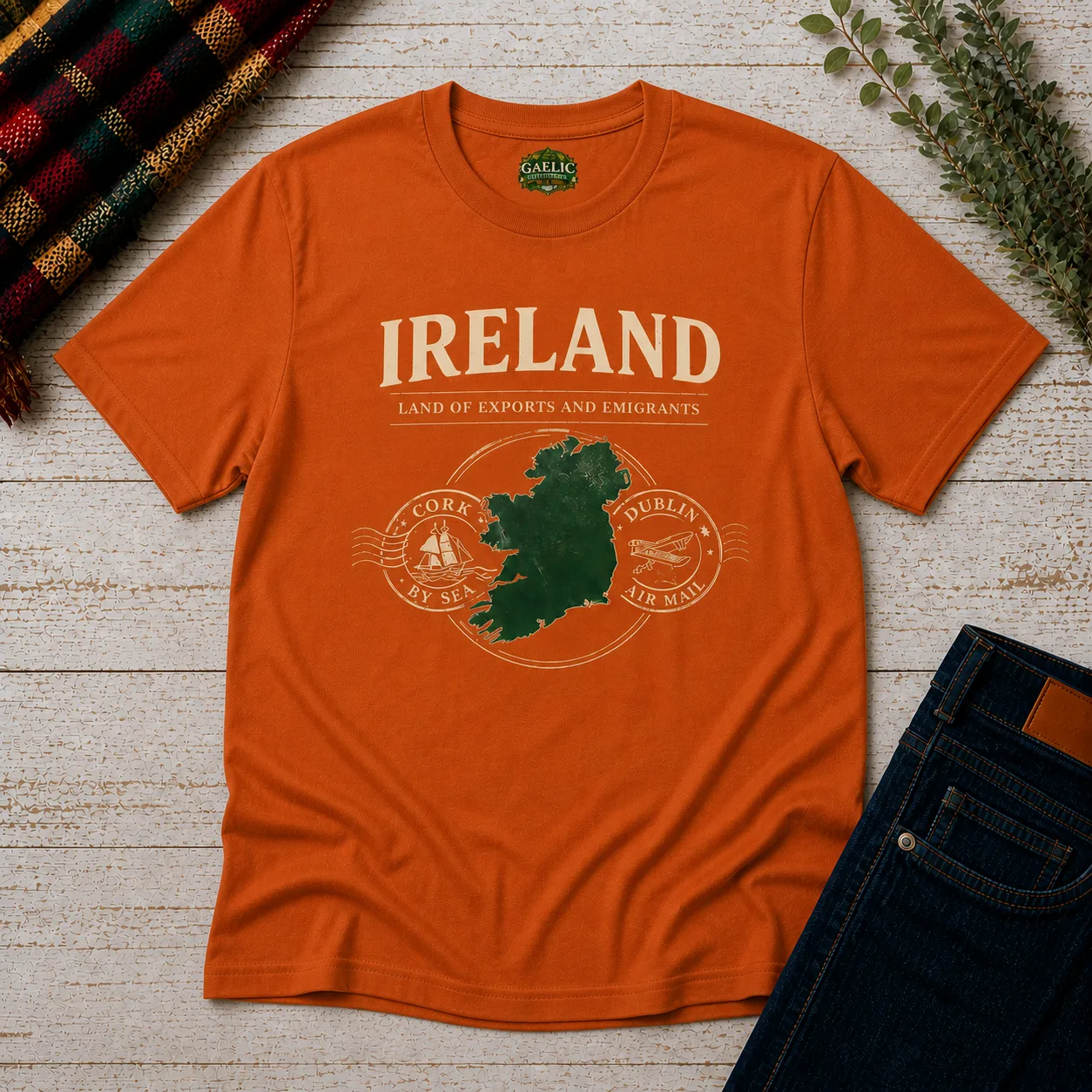 IRELAND | Land of Exports and Emigrants T-Shirt - Image 2