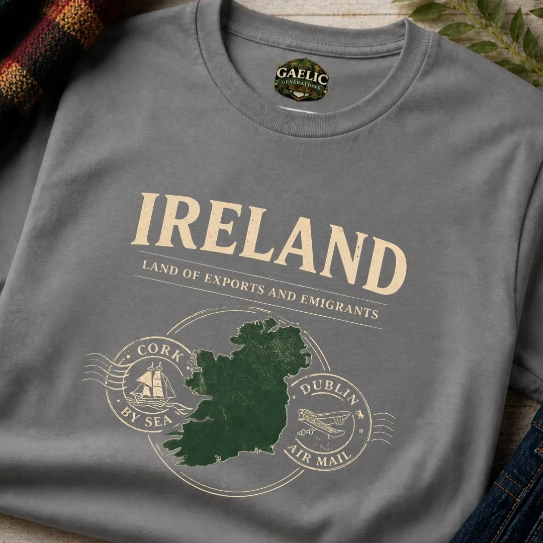 IRELAND | Land of Exports and Emigrants T-Shirt – folded detail view