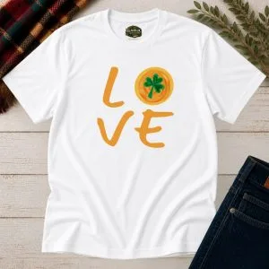 Irish Love T-Shirt | Shamrock Heart Graphic Tee – product view