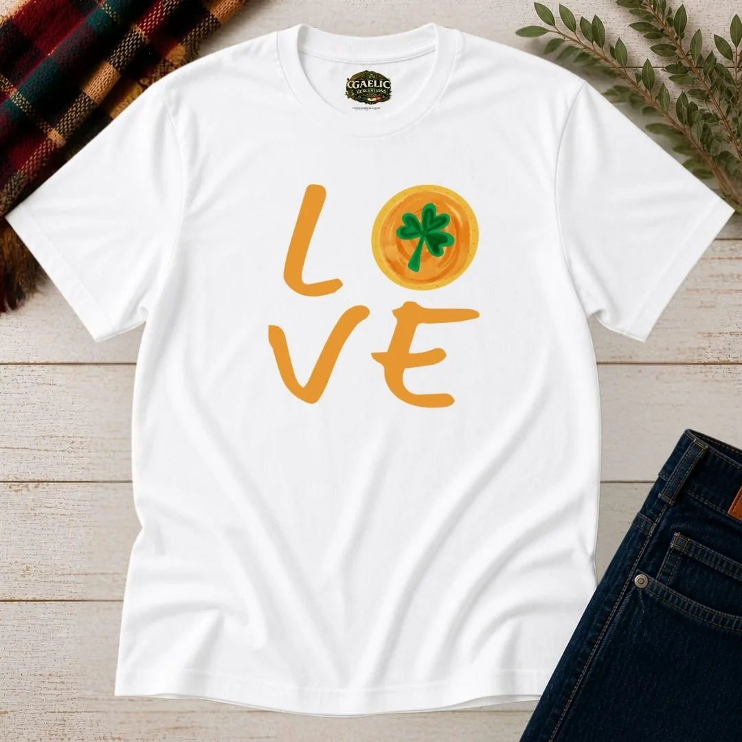 Irish Love T-Shirt | Shamrock Heart Graphic Tee – product view