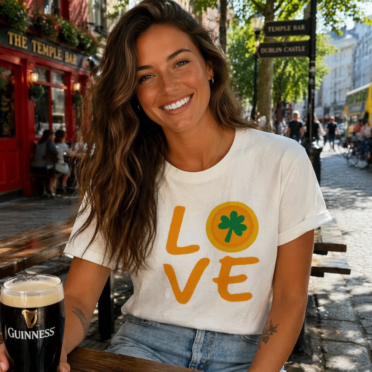 Irish Love T-Shirt | Shamrock Heart Graphic Tee - Image 4