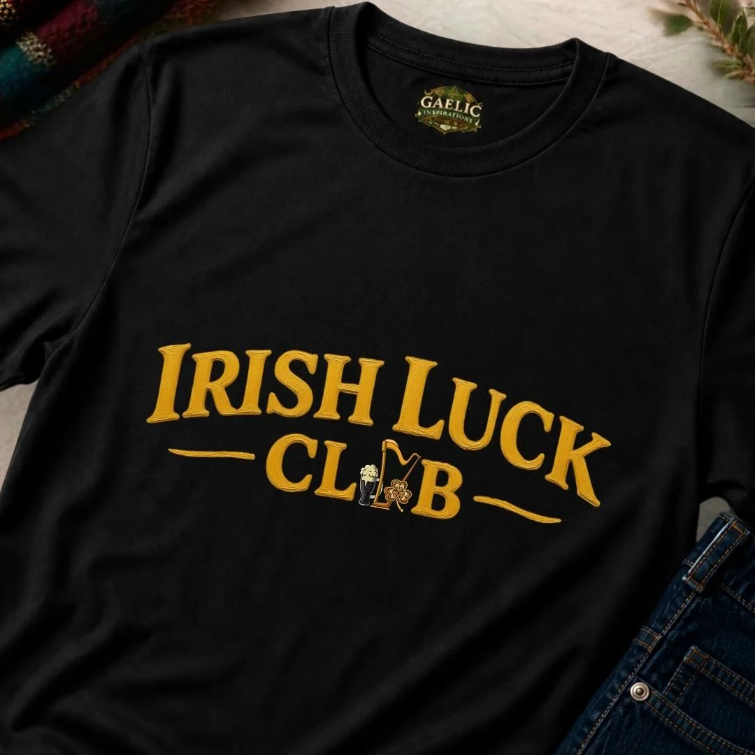 Irish Luck Club T-Shirt – Premium Gold Script Irish Heritage Tee - Image 3