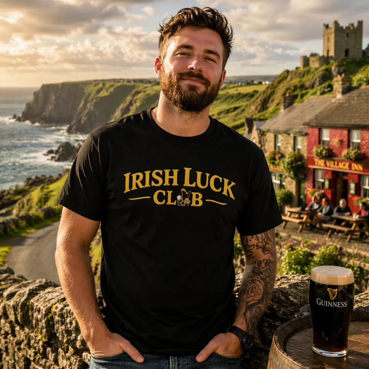 Irish Luck Club T-Shirt – Premium Gold Script Irish Heritage Tee - Image 4