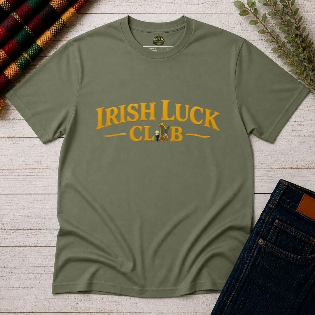 Irish Luck Club T-Shirt – Premium Gold Script Irish Heritage Tee - Image 5