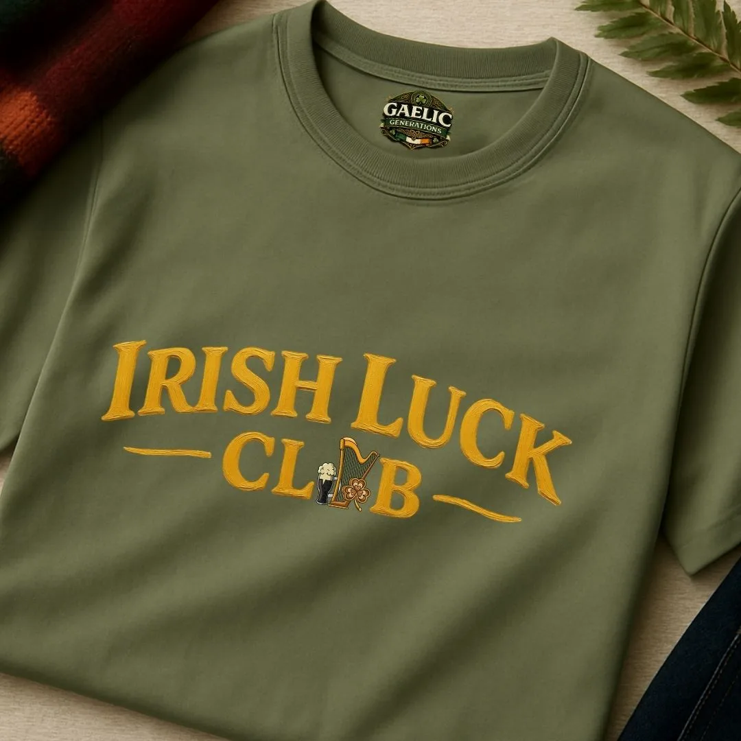 Irish Luck Club T-Shirt – Premium Gold Script Irish Heritage Tee - Image 6