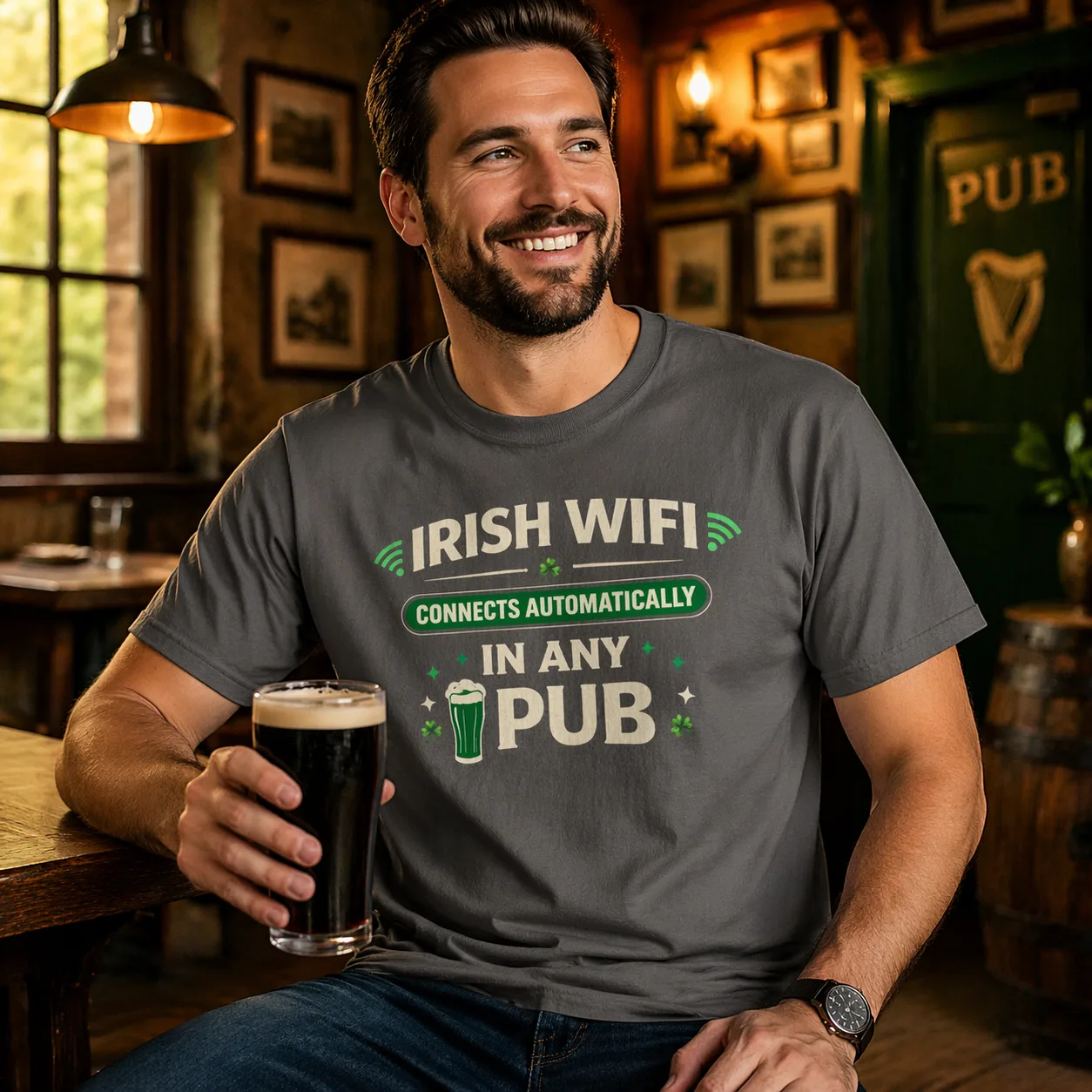 Irish WiFi Funny T-Shirt | Irish Pub Humour Tee - Image 3