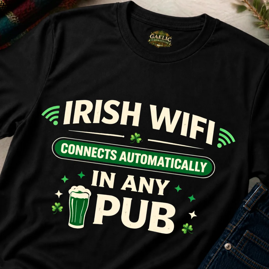 Irish WiFi Funny T-Shirt | Irish Pub Humour Tee – product view