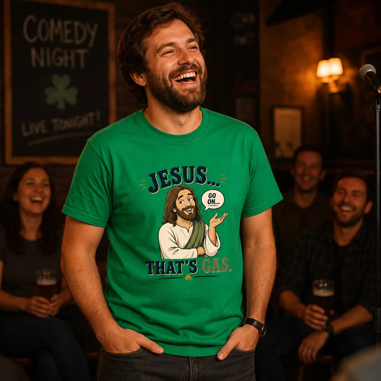 Jesus… That’s Gas T-Shirt | Go On… - Image 3