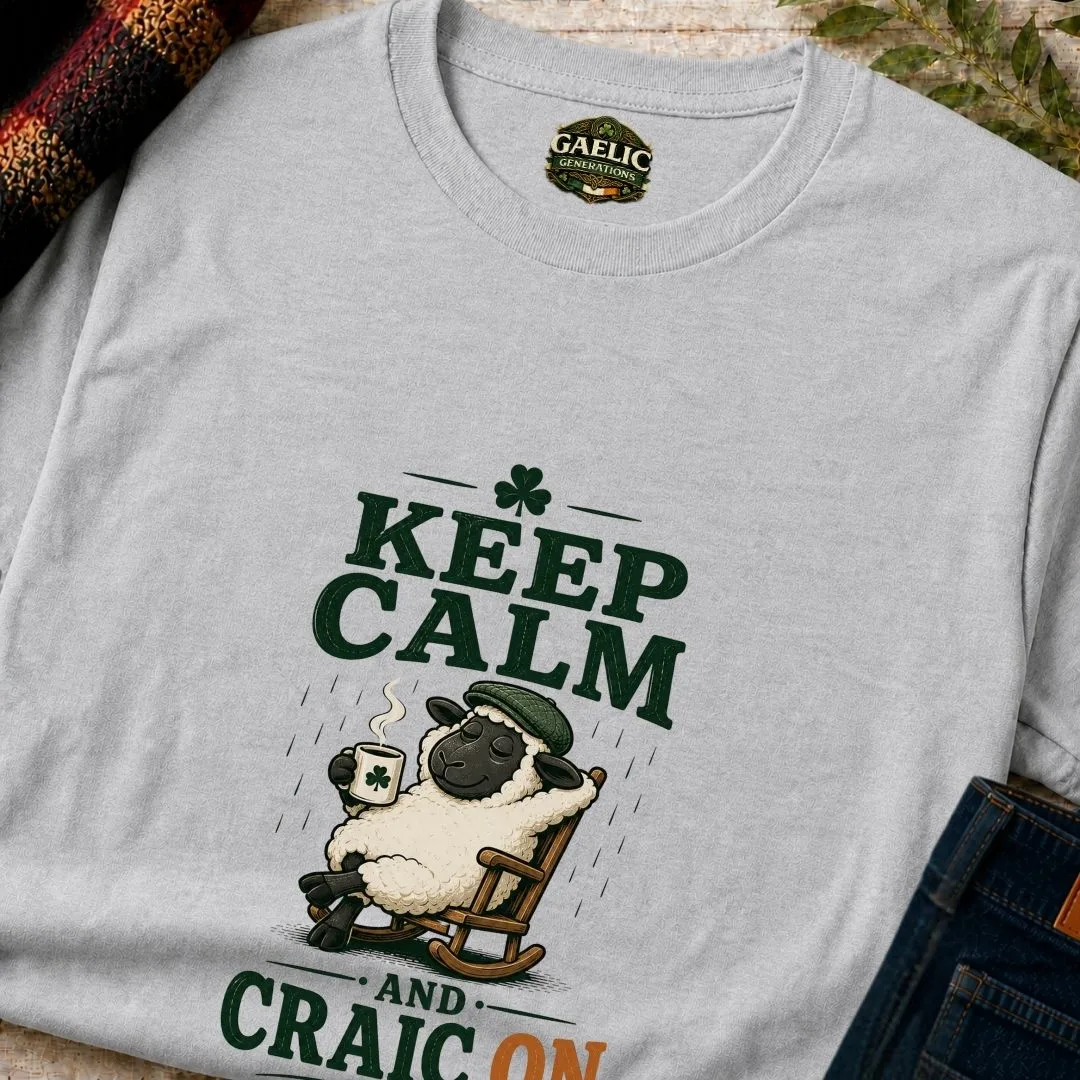 Keep Calm and Craic On Sheep T-Shirt - Image 2
