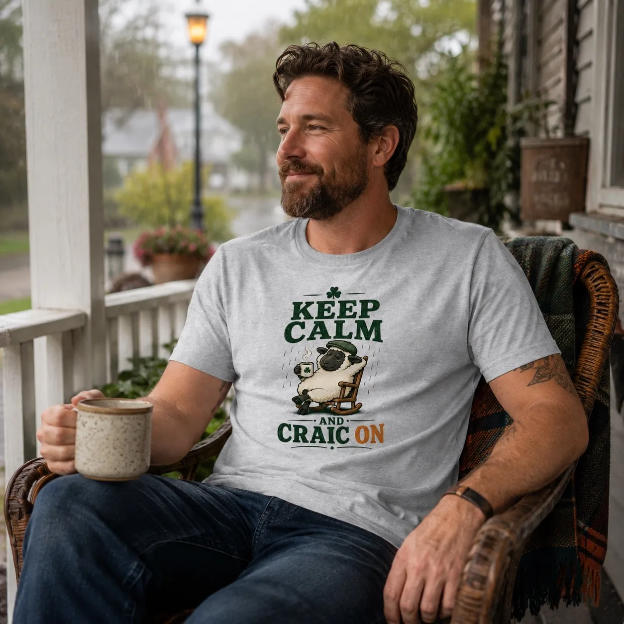 Keep Calm and Craic On Sheep T-Shirt - Image 3