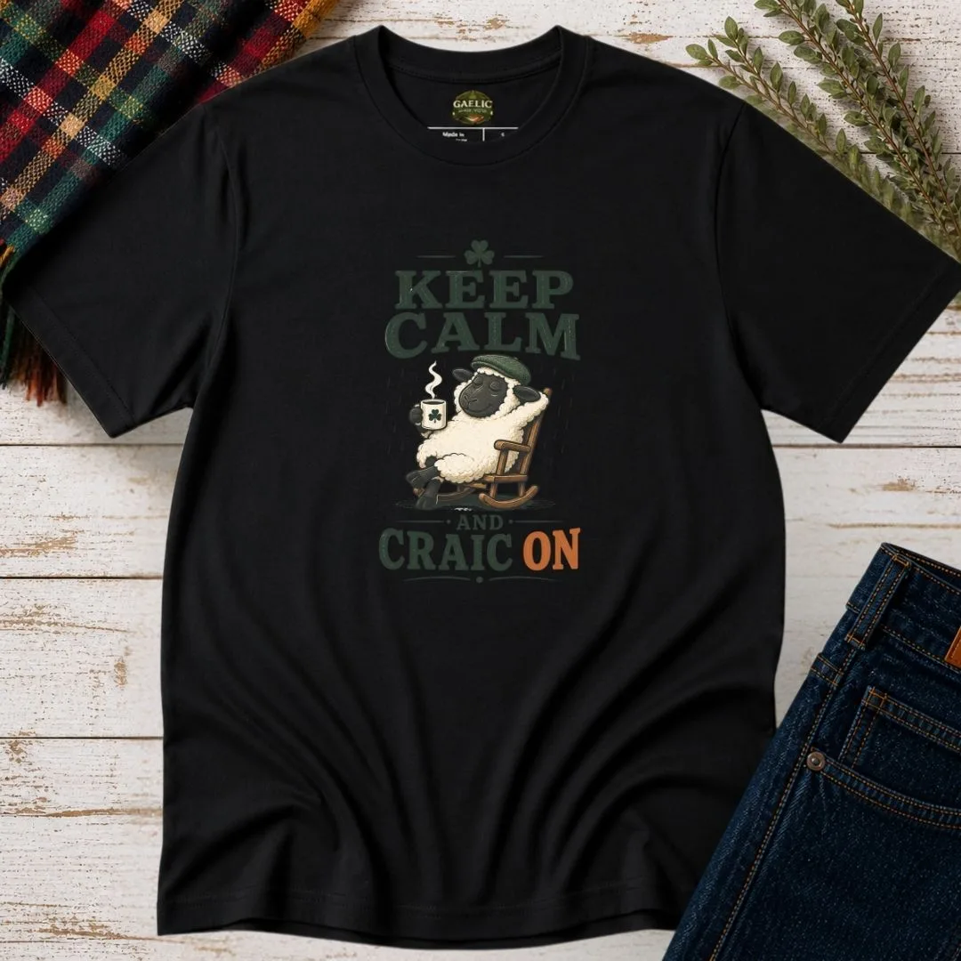 Keep Calm and Craic On Sheep T-Shirt - Image 4