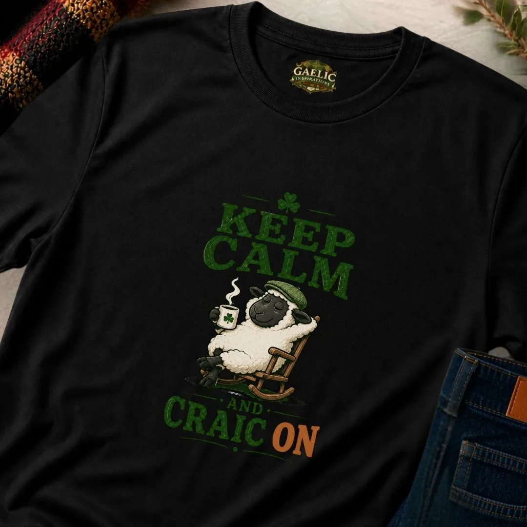 Keep Calm and Craic On Sheep T-Shirt - Image 5