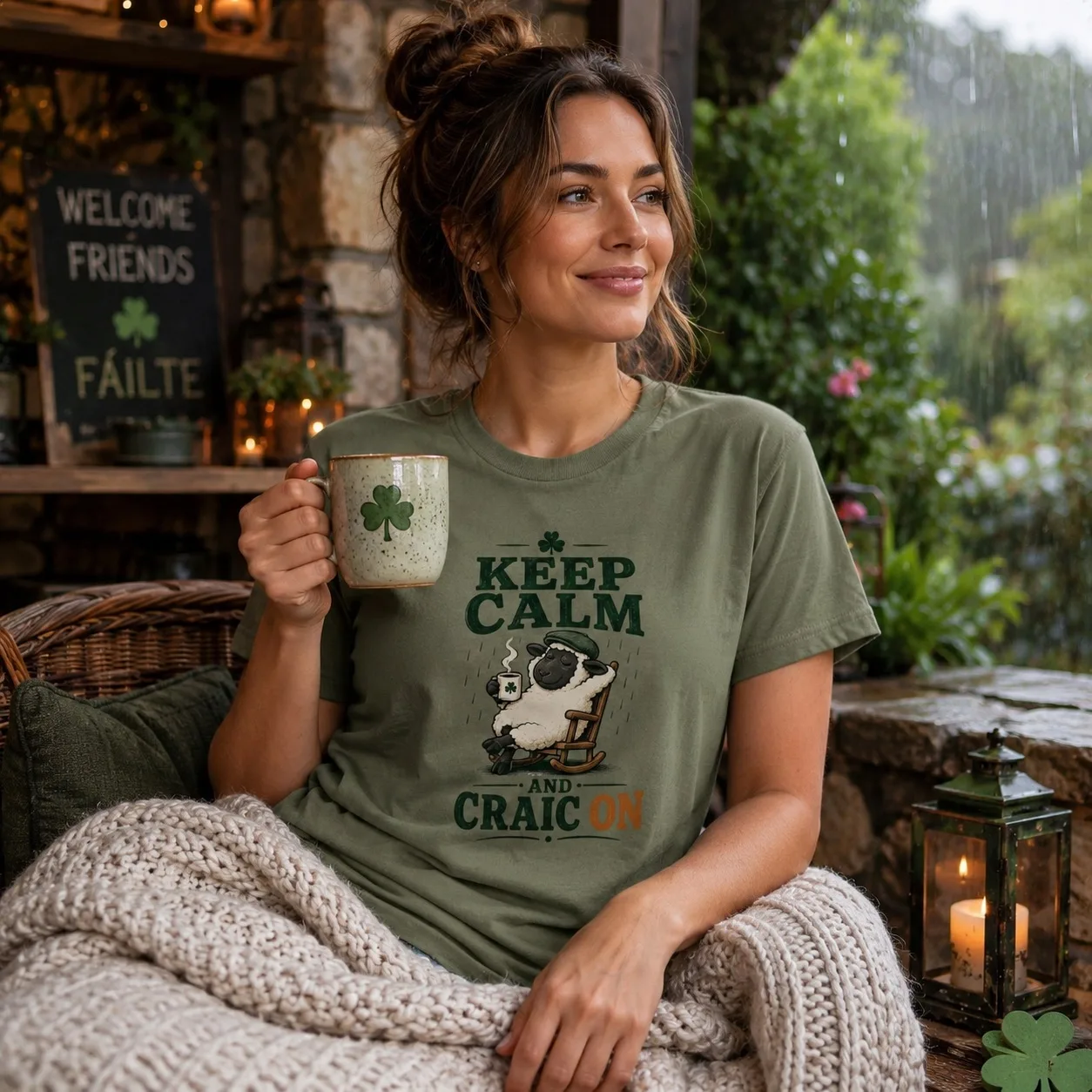 Keep Calm and Craic On Sheep T-Shirt - Image 9