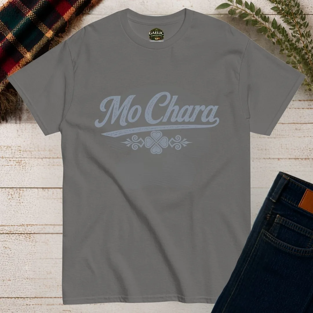 Mo Chara T-Shirt – Irish Friendship Script Tee – product view