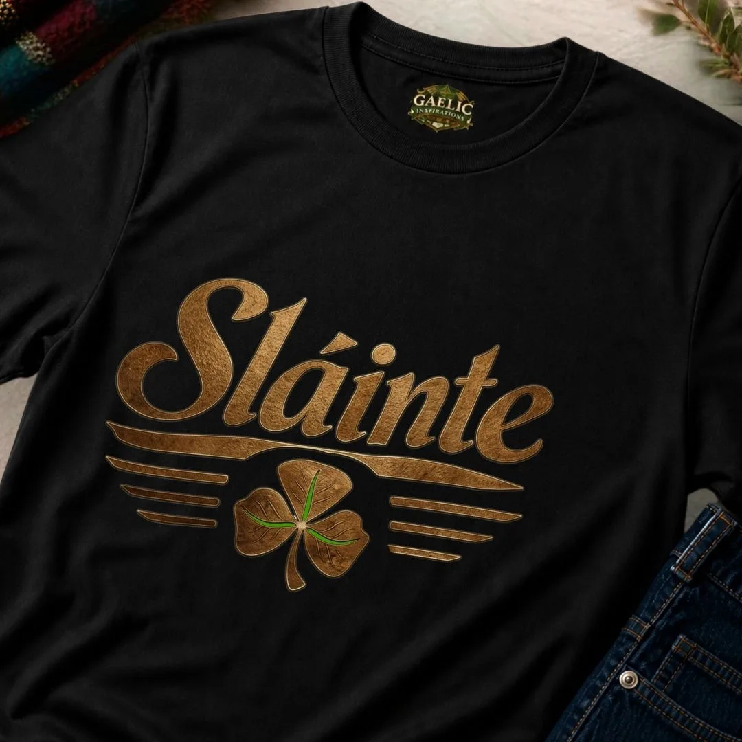 Irish Pub Culture T-Shirt | Sláinte Cheers Tee in Black – lifestyle view