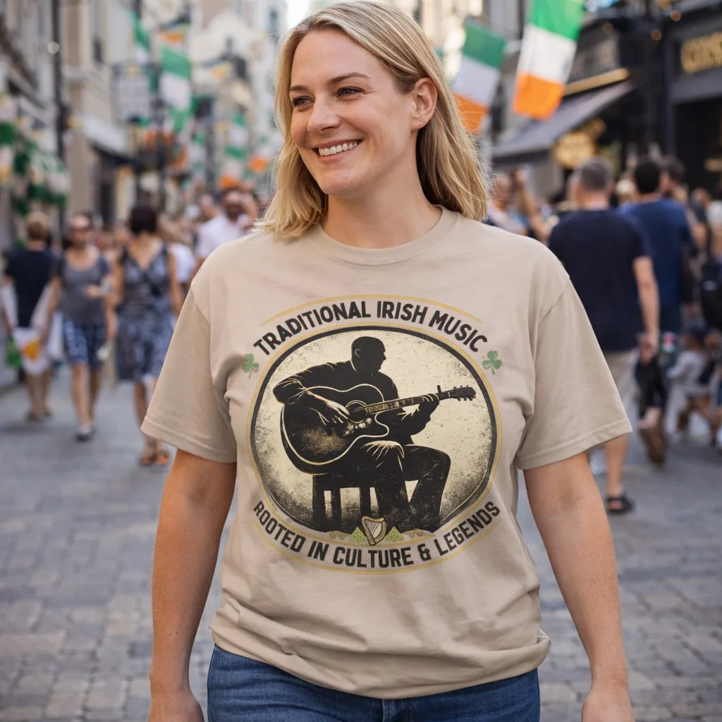 Trad Sessions Heritage T-Shirt in Sand – design detail view