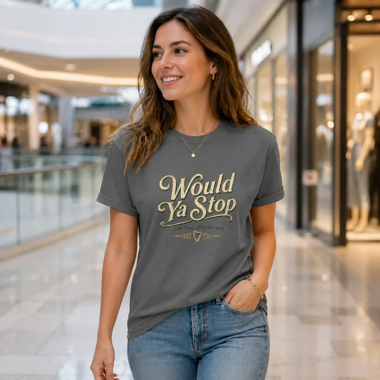 Would Ya Stop Irish Humour T-Shirt - Image 6