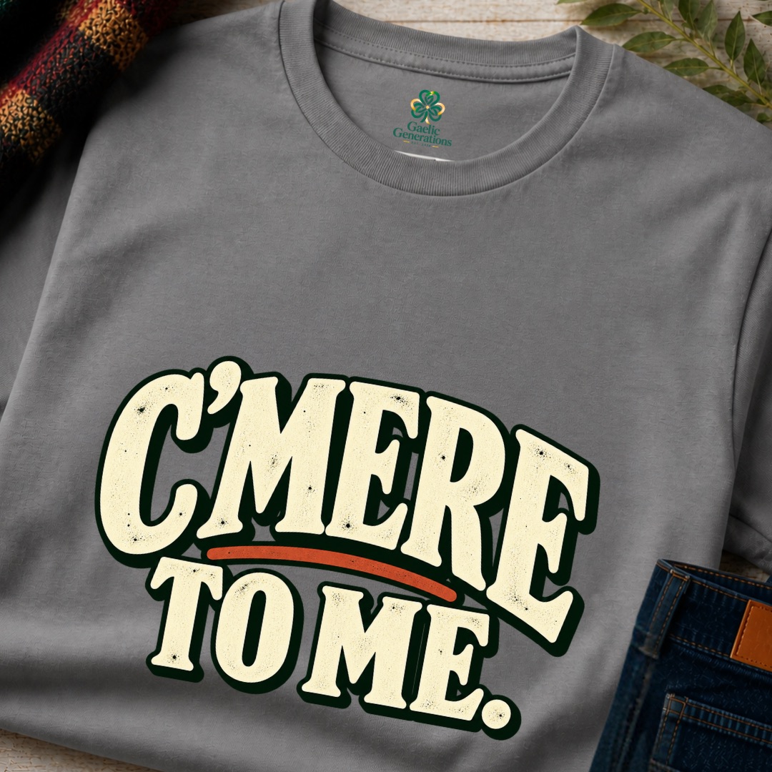 Close-up of C'Mere To Me Mockup charcoal